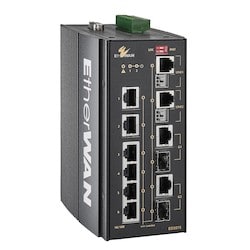 Etherwan Systems ED3575-622 | Hardened -40C - 75C Managed Switch With 2 Vdsl2 Ethernet Extender Ports. 6 10/100Tx, + Gigabit Sfp Combo + 2 Copper Pair Vdsl2 Ports. Din Rail Or Panel Mount