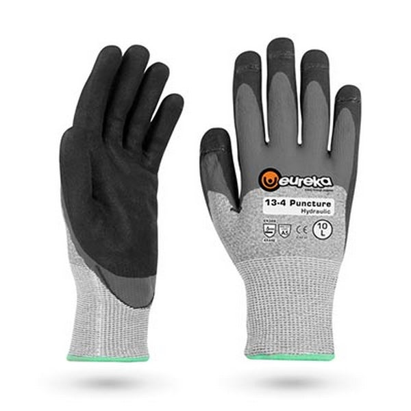 Eureka Safety 13-4PHYDRO-8 | 13-4 Puncture Hydraulic Cut-Resistant Gloves, Gray, Size 8