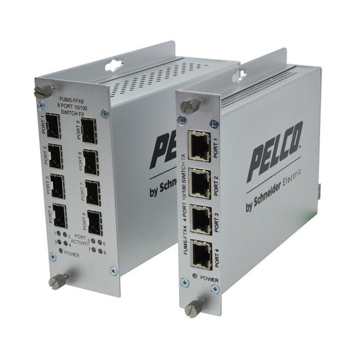 Pelco FUMS-FTX4 | Unmanaged Switch, 4 Port, 100 Mbps, 4 Copper, SFP Sold Separately