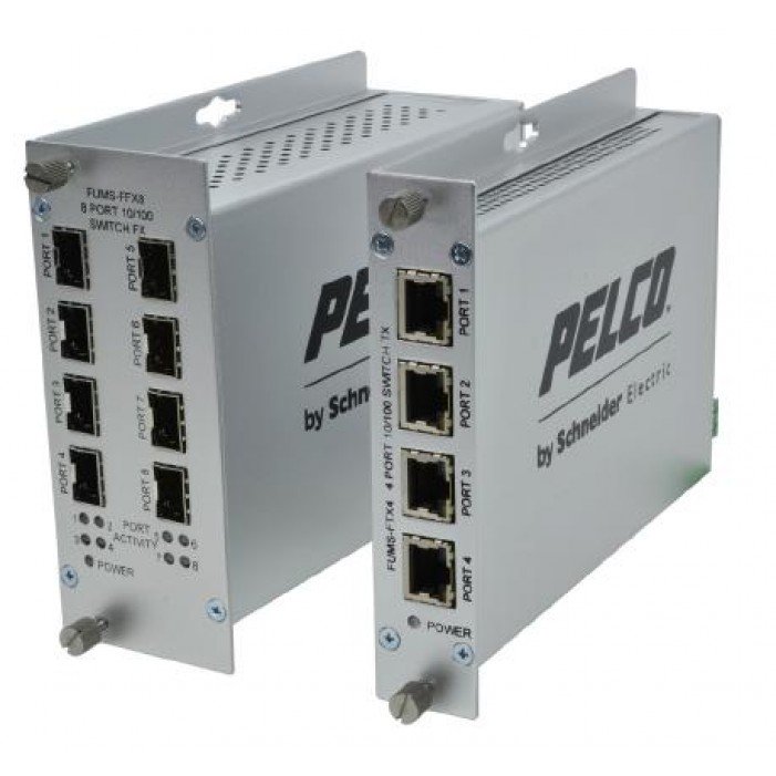 Pelco FUMS-FTX8 | Unmanaged Switch, 8 Port, 100 Mbps, 8 Copper, SFP Sold Separately