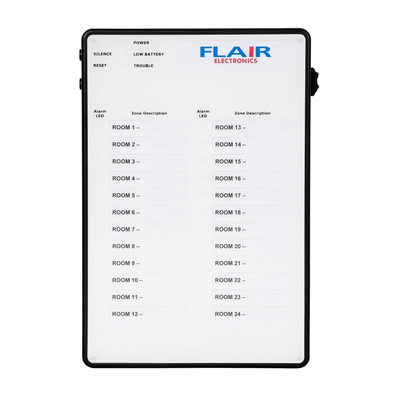 Flair Electronics ENS24 | Nurse Call Annunciator, Black, LED, 902–928 MHz, Push Button, Depth 2-1/2 in., Plastic, 24 Zone