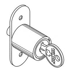 Fort Lock SD990 KA 238 | Sliding Door Lock, Single Bitted, Keyed Alike 238, 1-1/32", Nickel, For Plunger Action Wood Door
