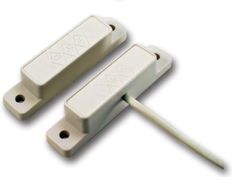 George Risk Industries (G.R.I.) 29PAWG-W | Surface Mount Magnetic Reed Switch Set, White, Closed Loop, Wide Gap Up To 1-1/2", Jacketed Cable