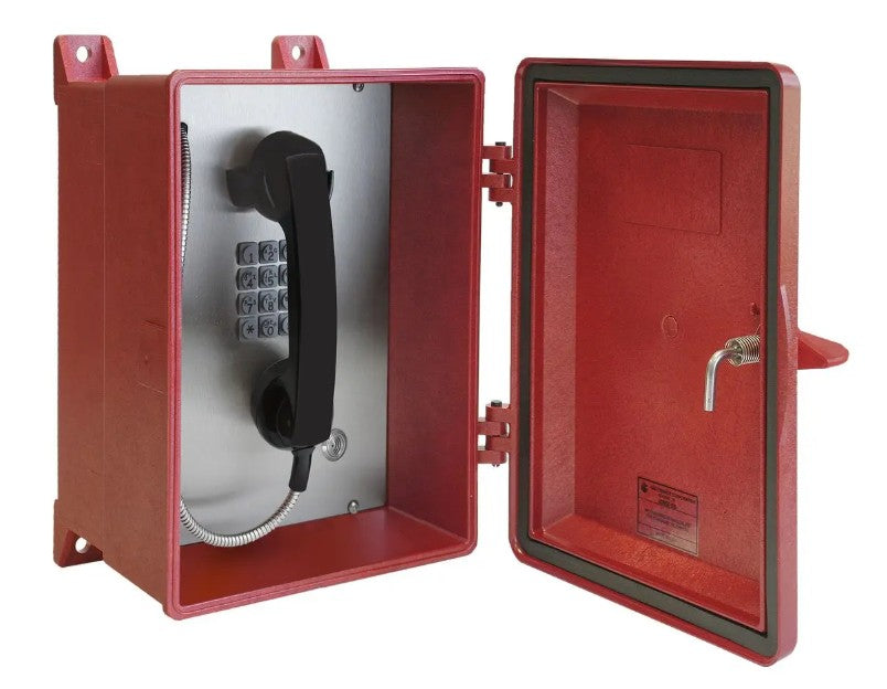 Gai-Tronics 354-710RDAC | NEMA 4X VoIP Rugged Handset Telephone, Keypad, Armored Cord, Red