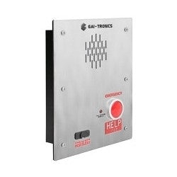 Gai-Tronics 397-002 | Hand-Free Emergency Telephone, Single Button, Flush-Mount, 24/48 VDC, 10" W x 12" H, Brushed Stainless Steel Panel, Cold Rolled Steel Back Box