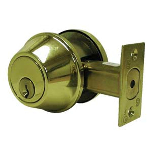 General Lock D160 605 6WL C | Single Cylinder Deadlock, Us3 Polished Brass Finish, 6-Way Adjustable Latch, Schlage C Keyway, Grade 2