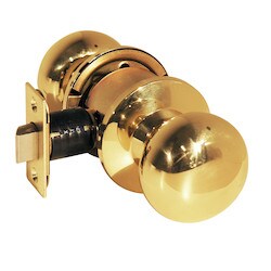 General Lock K210P 605 LL ANSI | Cylindrical Knobset, P-Knob, Grade-2, Ansi F75 Strike, Bright Brass, Without Latch, For Passage