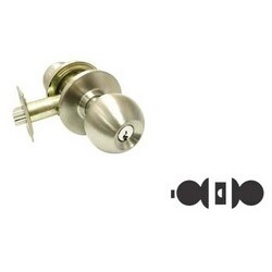 General Lock K340B 605 ADJ S T | Cylindrical Knobset, B-Knob, Grade-3, Square Latch, 2-Way Adjustable Backset