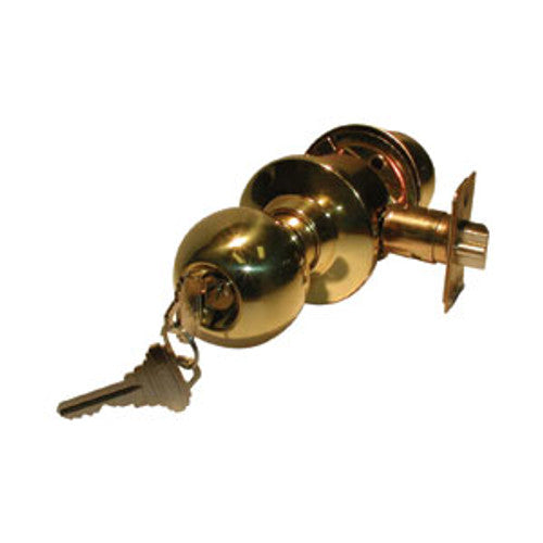 General Lock K380B 605 C ADJ S T | Cylindrical Knobset, B-Knob, Grade-3, Square Latch, Schlage C Keyway, Bright Brass