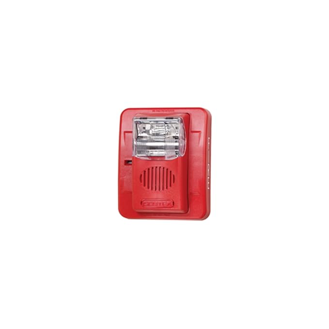 Gentex Corp. 904-1322-002 | Fire Evacuation Strobe, 24VDC Selectable Candela Low Profile No Lettering - Red Faceplate