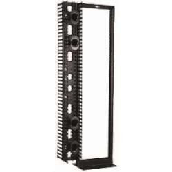 Great Lakes Case & Cabinet Co GLRR-1984BA-8FR | Two Post Rack With 8 Inch Vertical Front and Rear Cable Management, 84 Inch H, Black Anodized Finish