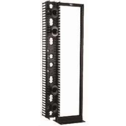 Great Lakes Case & Cabinet Co GLRR-1984BA-8FO | Two Post Rack With 8 Inch Vertical Front Cable Management, 84 Inch H, Black Anodized Finish