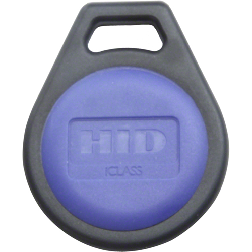HID Global Corp 2050HNNMN | Access Control Proximity Key Fob, 2K Bit, Programmed With Sio And Iclass, Sequential Matching Encoded, 1.55" Length X 1.25" Width X 0.24" Thickness, Black With Blue Insert