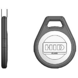 HID Global Corp 2050HNNMN | Access Control Proximity Key Fob, 2K Bit, Programmed With Sio And Iclass, Sequential Matching Encoded, 1.55" Length X 1.25" Width X 0.24" Thickness, Black With Blue Insert