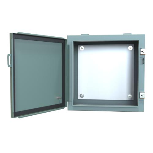 Hammond Manufacturing 1418G8 | NEMA 12 Wallmount Enclosure with Panel, 16" x 16" x 8", Steel, Gray