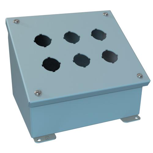 Hammond Manufacturing 1490MG6 | NEMA 12 PB Consolet, 6 Push Buttons, 22.5mm, Steel/Gray
