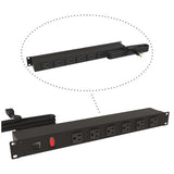 Hammond Manufacturing 1583H12A1BKX | 19" Rackmount Power Strip, 12 Outlets, 15A, 6 ft Cord, Black