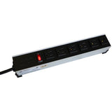 Hammond Manufacturing 1584H6A1 | 15A Heavy Duty 6-Outlet Power Strip with Switch, 6 ft Cord, Front Outlets, Black