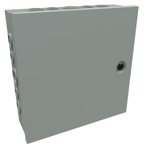 Hammond Manufacturing CHKO12124 | NEMA 1 Hinge Cover Enclosure with Knockouts, 12" x 12" x 4", Steel/Gray