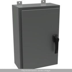 Hammond Manufacturing HW24248GYHK | NEMA 4/12 Wallmount Enclosure with Handle, Hinged, 24" x 24" x 8", Steel/Gray