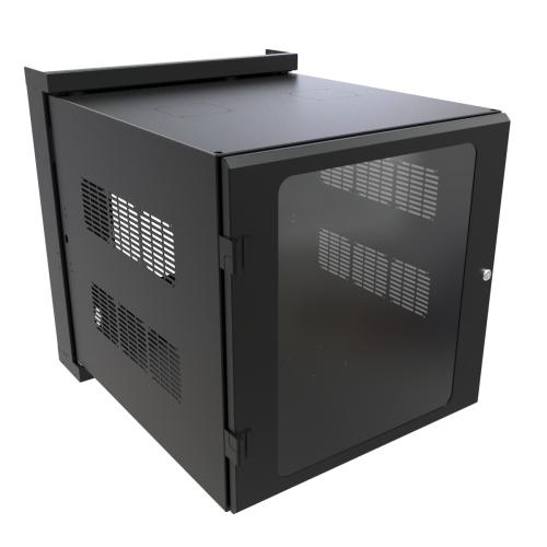 Hammond Manufacturing HWM2412U26WDBK | 12U Swing-Out Wall Cabinet, 24"W x 31.7"D, Window Door