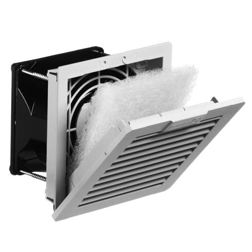 Hammond Manufacturing PF22000T12LG24 | 38 CFM Filter Fan, 24VDC, NEMA 12, Light Gray