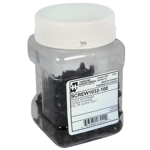 Hammond Manufacturing SCREW1032-100 | 10-32 Rack Screws with Nylon Washers, Pack of 100