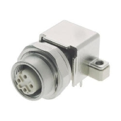 Harting 21033814432 | PCB Receptacles M8/M12: M12 Panel feed through/PCB angled D-coded