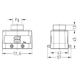 Harting 9300101421 | Han B Hoods: Han B Hood Top Entry LC 4 Pegs PG 16