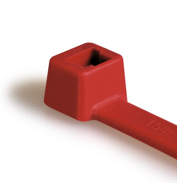 HellermannTyton 111-00468 | UV Resistant Cable Tie, 8" Long, UL Rated, 50lb Tensile Strength, PA66UV, Red, 100/pkg