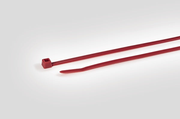 HellermannTyton 111-00468 | UV Resistant Cable Tie, 8" Long, UL Rated, 50lb Tensile Strength, PA66UV, Red, 100/pkg