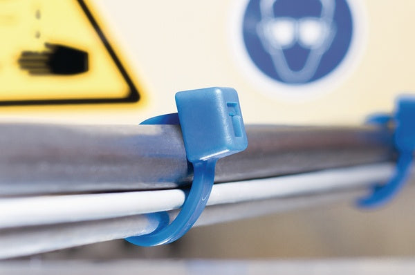 HellermannTyton 111-00732 | High-Temp Cable Tie, 7.9" Long, 50Lb Tensile Strength, Etfe, Blue, 100/Pkg