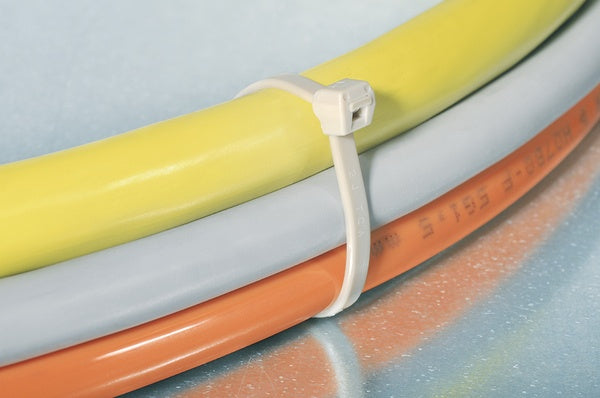 HellermannTyton 111-01235 | High-Temp Cable Tie, 8.7" Long, 85lb Tensile Strength, PEEK, Beige, 100/pkg