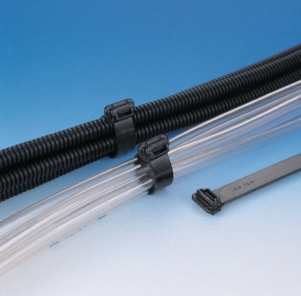HellermannTyton 111-12301 | Wide Strap Cable Tie, 12.1"L, 0.375"–3.25" Bndl Dia, 120Lb Tens Stngth, Pa66Hirhsuv, Black, 300/Pkg