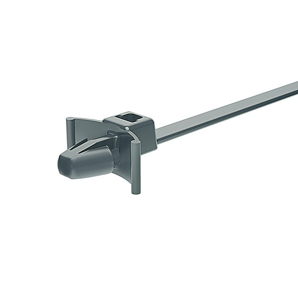 HellermannTyton 111-85395 | 1-Piece Cable Tie/Arrowhead Mount with Wings, 5.3" Long, Panel Thickness .24" - .26", 50lb, PA66HIRHS, Gray, 500/bag