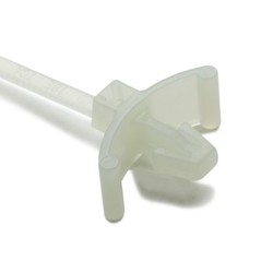 HellermannTyton 111-85519 | 1-Piece Cable Tie/Arrowhead Mount with Wings, 4"L, 18lb, 0.18 - 0.19" Mtg Hole, PA66HS, Natural, 100/bag