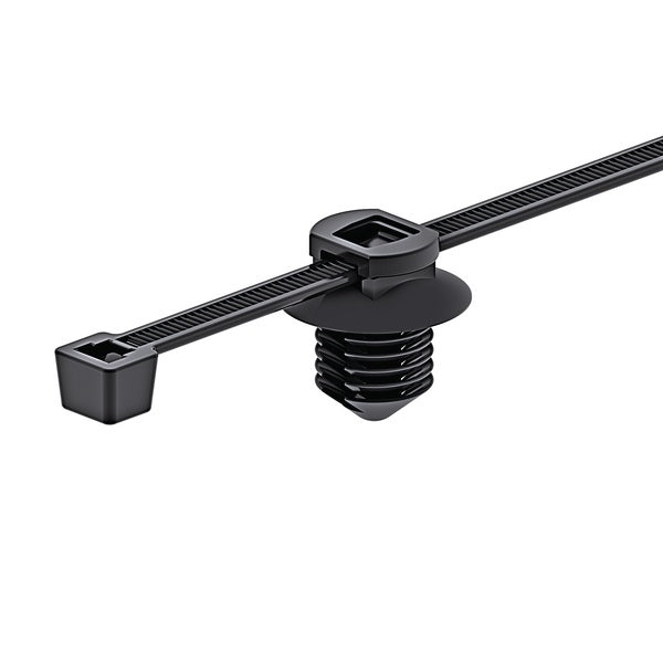 HellermannTyton 111-85810 | 2-Piece Cable Tie/Fir Tree Mount, 8.0"L, 0.38 - 0.39" Mounting Hole Dia, 50Lb, Pa66Hs, Black, 500/Pkg