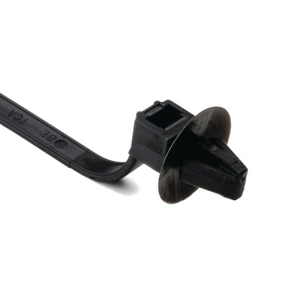 HellermannTyton 111-85850 | 1-Piece Cable Tie/Arrowhead Mount, 8.9" Long, 50lb, Mounting Hole Dia. .27"-.28", PA66HS, Black, 100/pkg