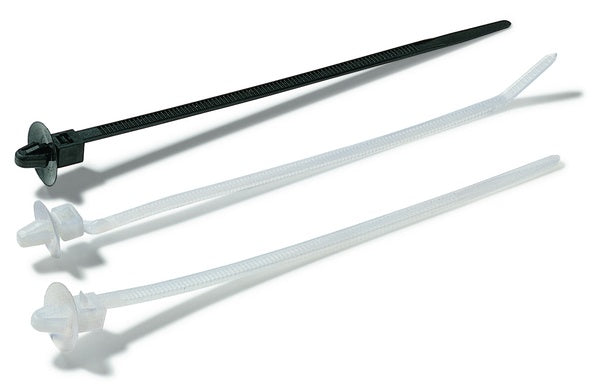 HellermannTyton 111-85850 | 1-Piece Cable Tie/Arrowhead Mount, 8.9" Long, 50lb, Mounting Hole Dia. .27"-.28", PA66HS, Black, 100/pkg