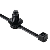 HellermannTyton 111-85871 | 2-Piece Cable Tie/Fir Tree Mount, 8.0"L, .26"-.28" Mounting Hole Diameter, Pa66Hs, Black, 500/Pkg