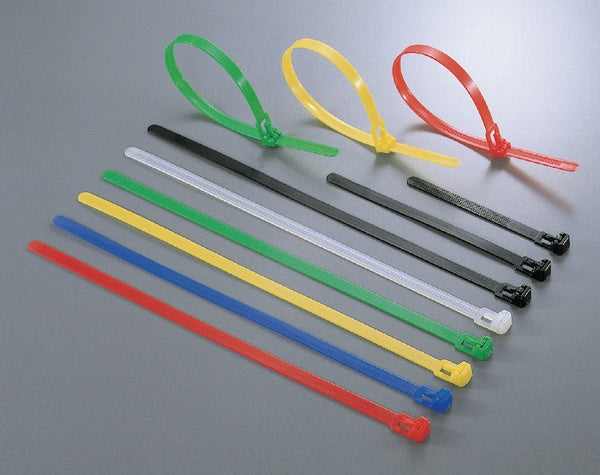 HellermannTyton 115-00054 | Releasable Cable Tie, Release Lever, 9.8" Long, 50lb Tensile Strength, PA66, Natural, 100/pkg