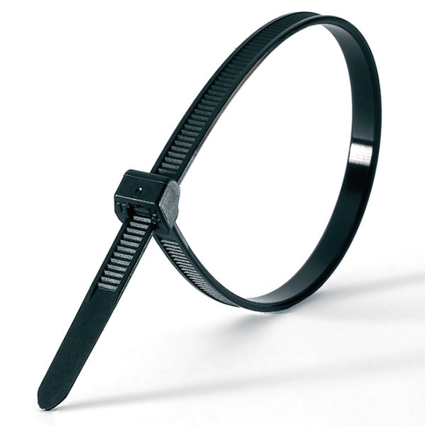 HellermannTyton 118-04700 | Outside Serrated Cable Tie, 4" Long, 18lb Tensile Strength, PA66HS, Black, 100/pkg