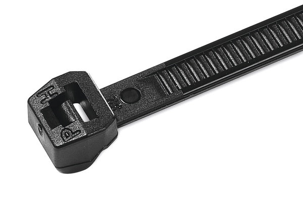 HellermannTyton 118-04900 | Outside Serrated Cable Tie, 8" Long, 30lb Tensile Strength, PA66HS, Black, 100/pkg