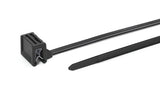 HellermannTyton 126-00036 | 1-Piece Cable Tie & Edge Clip, 8" Long, EC34, Panel Thickness .04"-.12", 50 lbs, PA66HS, Black, 500/bag