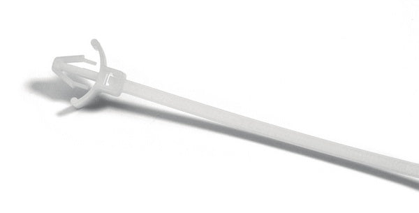 HellermannTyton 126-00041 | 1-Piece Cable Tie/Arrowhead Mount with Wings, 4.5"L, 18lb, 0.19 - 0.22" Mtg Hole, PA66, Natural, 100/pkg