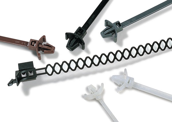 HellermannTyton 126-00082 | 1-Piece Cable Tie/Arrowhead Mount with Wings, 6"L, 50lb, 0.24 - 0.26" Mtg Hole, PA66HIRHS, Natural, 500/bag
