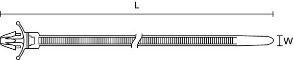 HellermannTyton 126-02204 | 1-Pc Cable Tie/Arrowhead Mount With Wings, 5.3"L, 50Lb, 0.24 - 026" Hole Dia, Pa66Hirhs, Black, 500/Bg