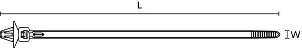 HellermannTyton 126-02300 | 1-Piece Cable Tie/Arrowhead Mount, Panel Thickness .24" - .26", 7.0" Long, 50lb Tensile, PA66HIRHS, Natural, 1000/pkg