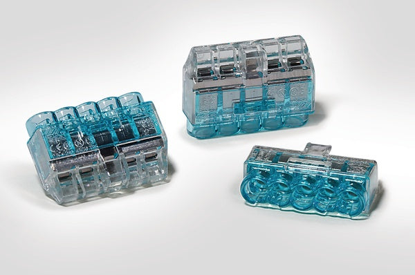 HellermannTyton 148-90039 | HelaCon Plus Mini, Push-In Style Wire Connector, Double Spring, 5-Port, (PC), Blue, 75/pkg