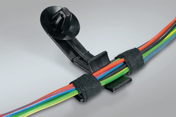 HellermannTyton 150-45397 | Standoff Bundling Clip, 1.6" Long, Panel Thickness .02 - .07", Pa66Hirhs, Black, 500/Box